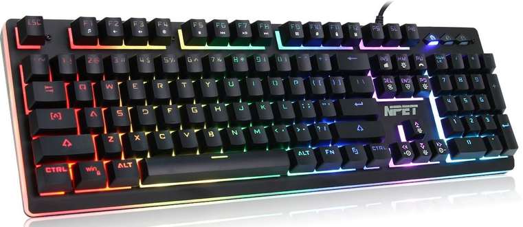 NPET-P010-Wired-RGB-Backlit-Floating-Gaming-Keyboard-Mechanical-Similar-Typing-Gaming-Experience-Professional-Membrane-Keyboard-for-PC-Laptop-Desktop-Computer